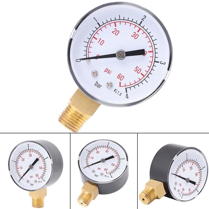 Dailygoods- Brandstofdrukmeter Mini - Drukmeter 0-4 Bar - Manometer