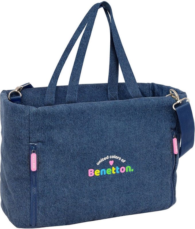 Handtas Benetton Denim Blauw 40 x 31 x 17 cm