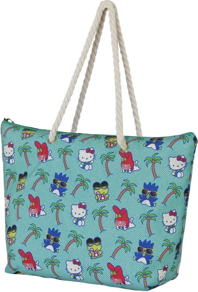 Karactermania - Sanrio - Hello Kitty - Palms - Zon Strandtas met rits - Shopper - Turquoise