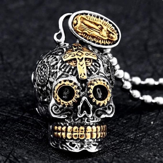 Nieuwe Gepersonaliseerde Retro Coole Mannen Schedel Hanger Ketting gray