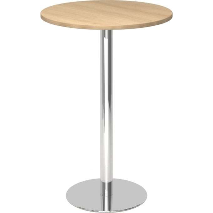 BISTRO H80R C - Systeem conferentietafel Chroom Eiken Ø 80