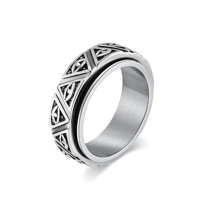 Het Oog van Horus In de Oude Egyptische Mythologie RVS Draaibare Ring 12# gray