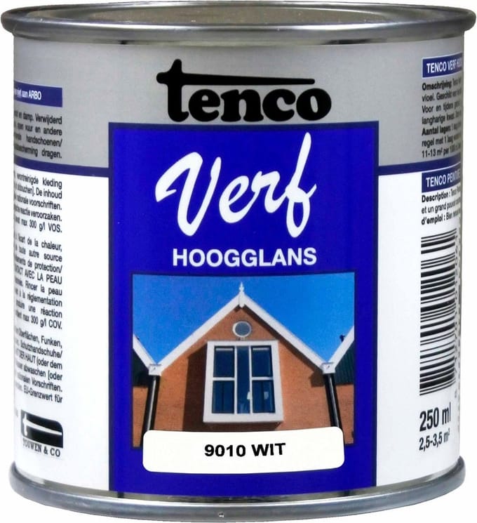 Tenco verf hoogglans wit (RAL 9010) - 250 ml