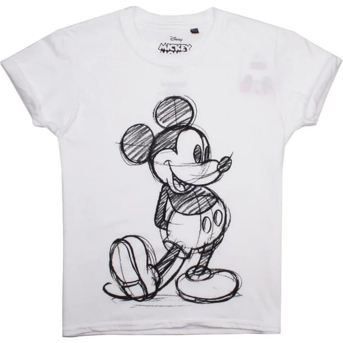 Disney Meisjes Mickey Mouse Schets T-shirt (Wit)