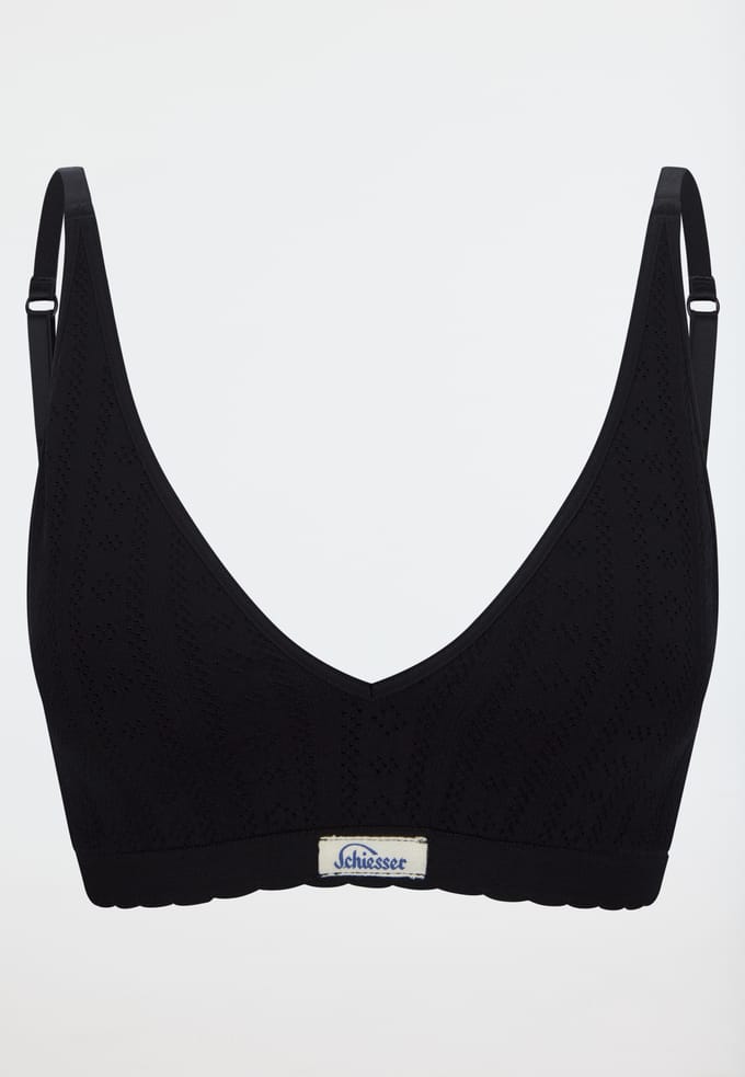 Zwart, naadloos bustier met opengewerkte details - Revival Alma 46
