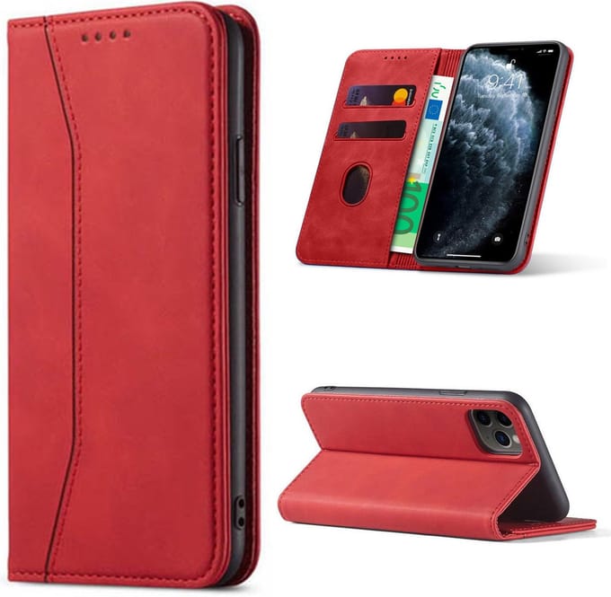 Hoesje geschikt voor iPhone 15 - Bookcase - Pasjeshouder - Portemonnee - Kunstleer - Rood