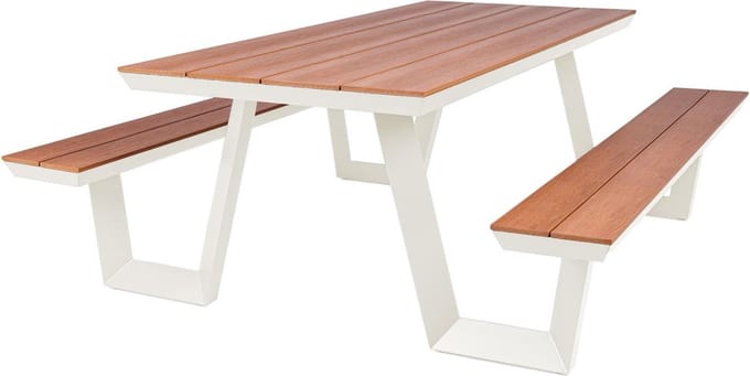 MaximaVida aluminium picknicktafel Bermuda 200 cm ivoor