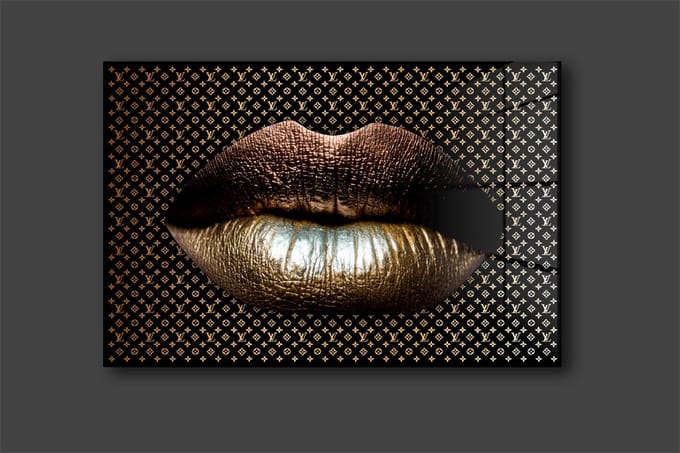 Golden Lip LV schilderij 120x80cm