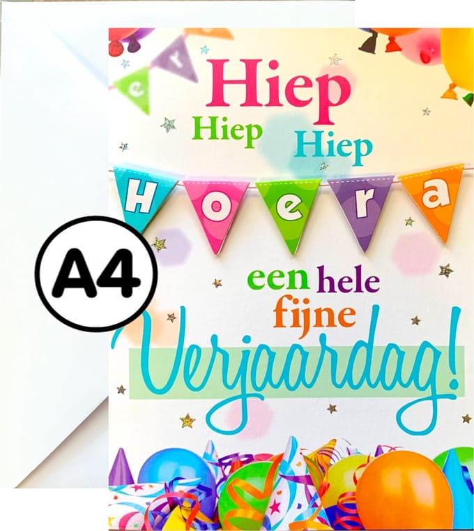 Grote Verjaardagskaart - A4 Wenskaart - XXl - Met Envelop