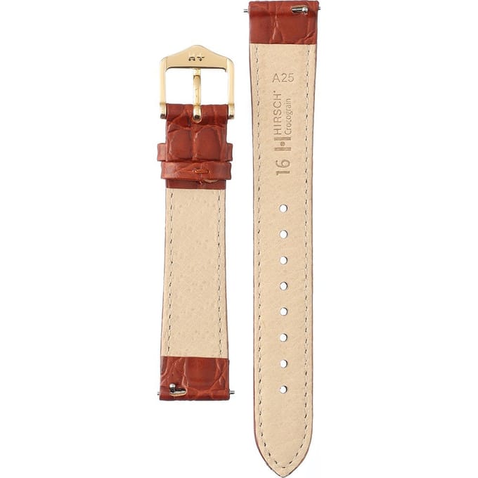 Hirsh Horlogeband -  Crocograin Goudbruin - Leer - 16 mm