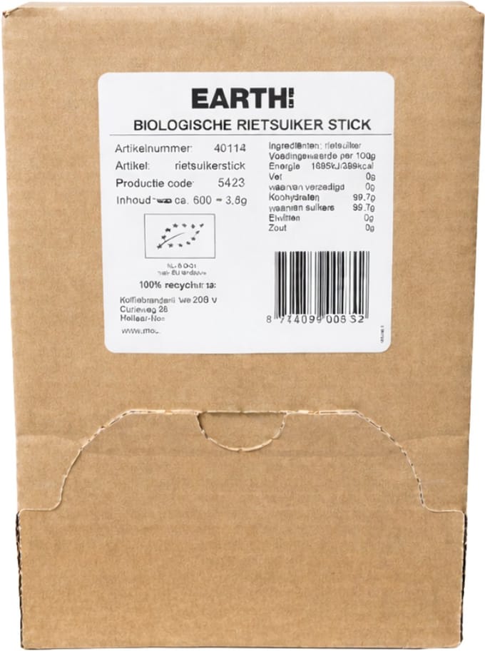 Earth Bio Rietsuikersticks - 600 stuks