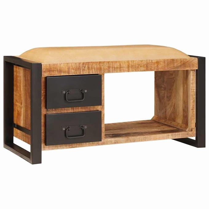 vidaXL - Opslagbank - Bruin - 80 - x - 35 - x - 40 - cm - Massief - mangohout