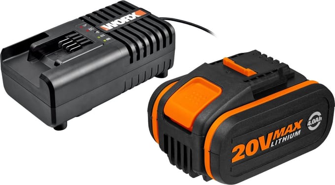 Worx Kit Batterij + Lader 20v Wa3604 - Lithium-ion - 20v Max - 4,0ah - Oplaadbaar