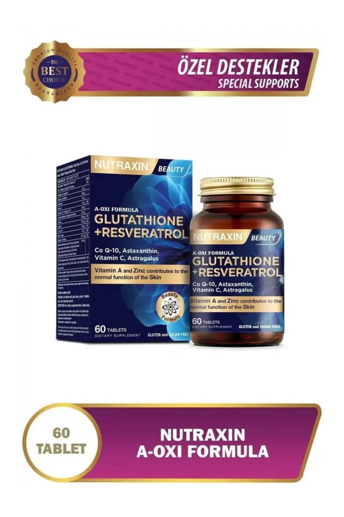 Nutraxin A-Oxi Formula Glutathion Resveratrol 60 Tabletten Astaxanthine Q-10 Zink Koper Selenium 1 PC