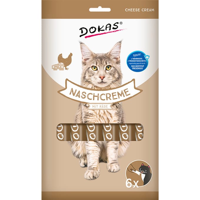 8x90g Dokas Nasch-Creme met kaas kattensnacks