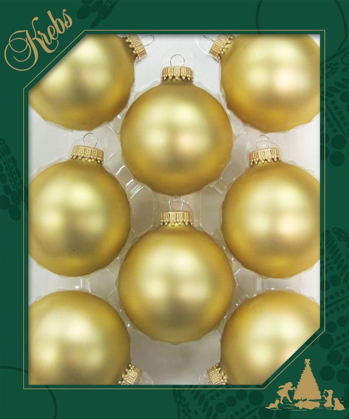 Krebs Kerstballen - 8x st - chiffon goud - 7 cm - glas - mat - kerstversiering - kerstboomversiering