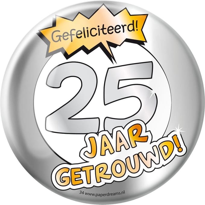 Paperdreams - Button XL - 25 Jaar getrouwd