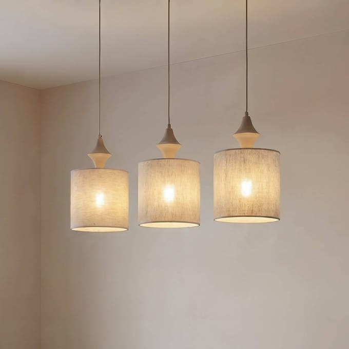 TK Lighting Hanglamp Amura, 3-lamps, 105 cm lang, beige/zandkleurig, E27