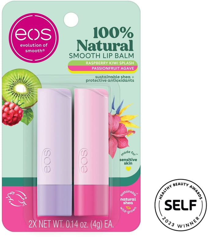eos 100% Natural Lip Balm- Raspberry Kiwi Splash & Passionfruit Agave