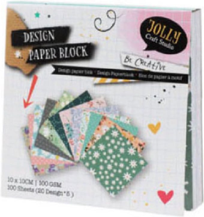 Block of design paper 10x10cm, 100 pcs - Bloemen