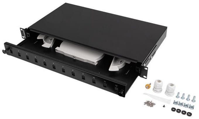 Lanberg Fiber Patch Panel 12XSC Simplex 12XLC Duplex Rackmount 19" 1U Grey