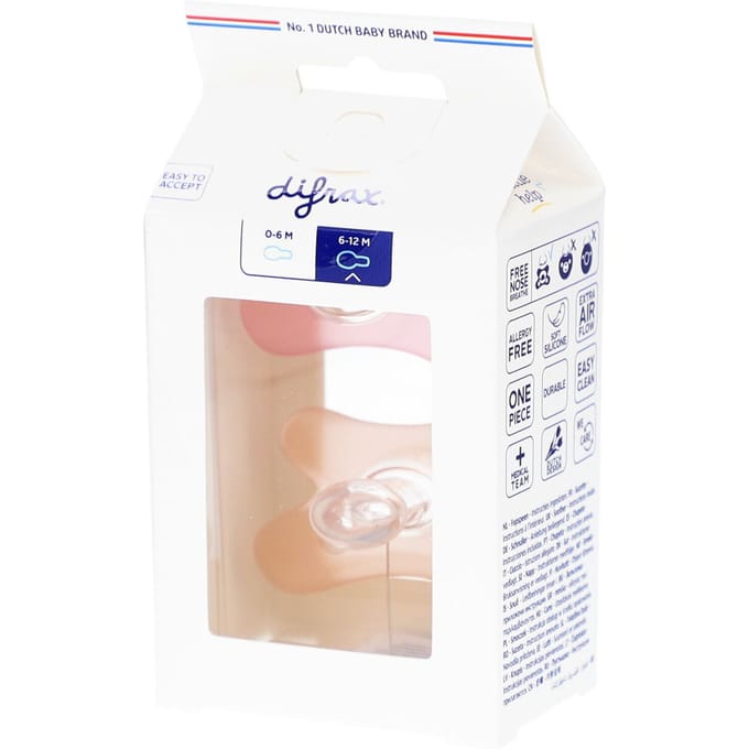 Difrax Fopspeen Natural Siliconen 6-12M 2 stuks