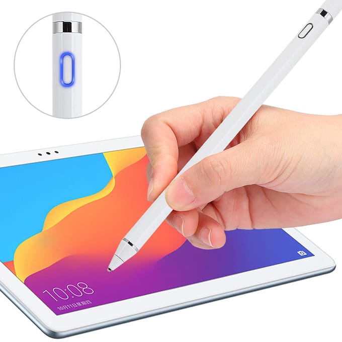 Touchscreen Pen Ingebouwde Lithium Batterij Capacitief Tablet Mobiele Telefoon Universeel(Wit ) wit