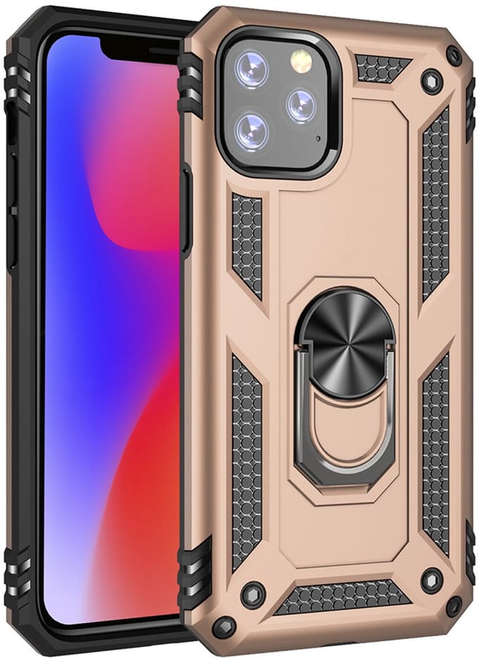Ntech hoesje Geschikt voor iPhone 11 Pro Armor Ringhouder TPU - Goud