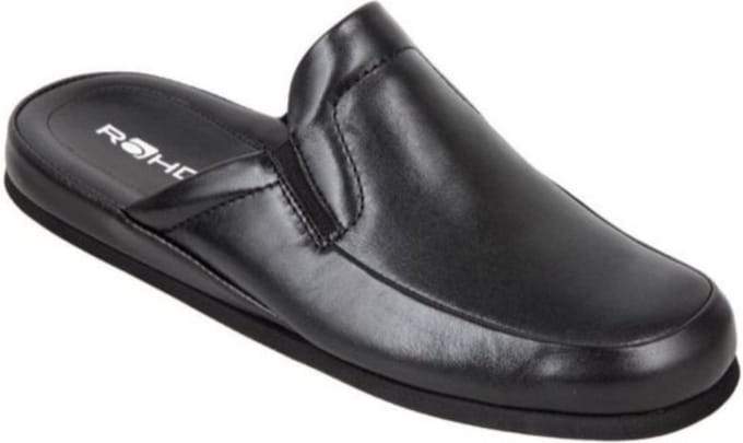 Rohde Pantoffels Heren  - leer - zwart - 6607-90 - Maat 40