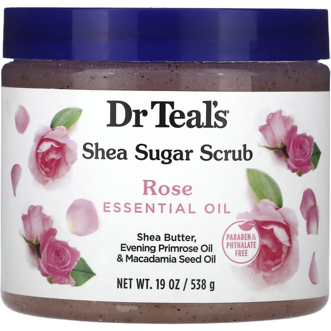 Dr. Teal's, Suiker Body Scrub, Essentiële Olie van Roos, 19 oz (538 g) gray