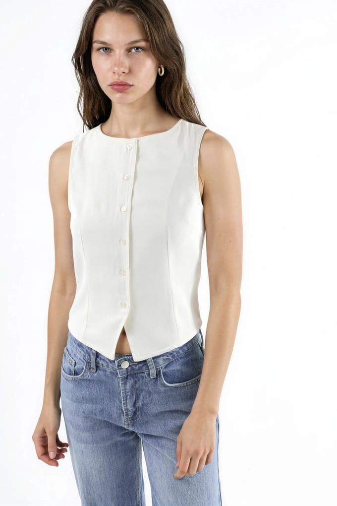 Knoploze Mouwloze Top