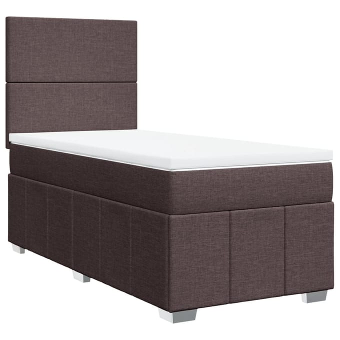 vidaXL - Boxspring - met - matras - stof - donkerbruin - 100x200 - cm