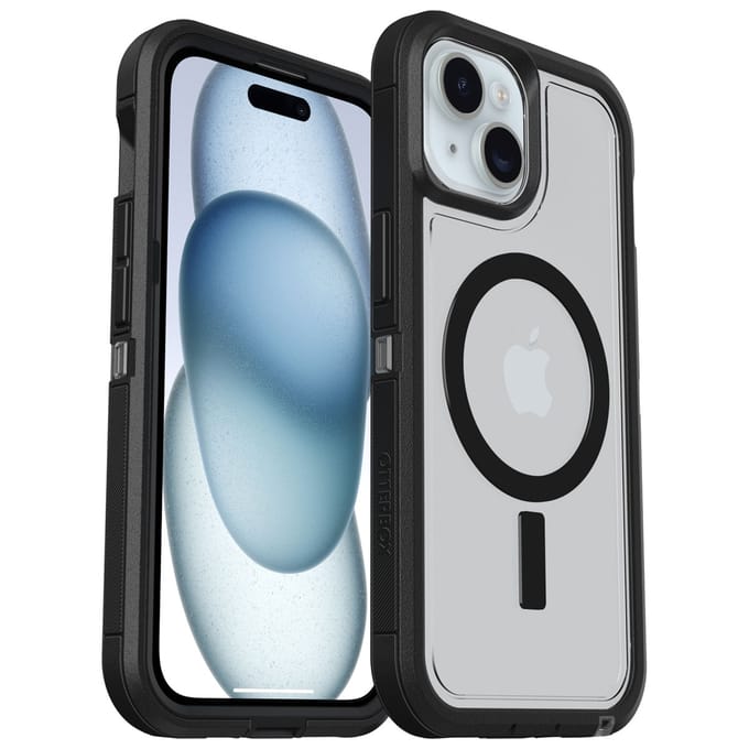 Otterbox Defender Series XT Backcover Apple iPhone 17e, iPhone 16e, iPhone 15, iPhone 14, iPhone 13 Transparant, Zwart Inductieve lading, MagSafe compatible