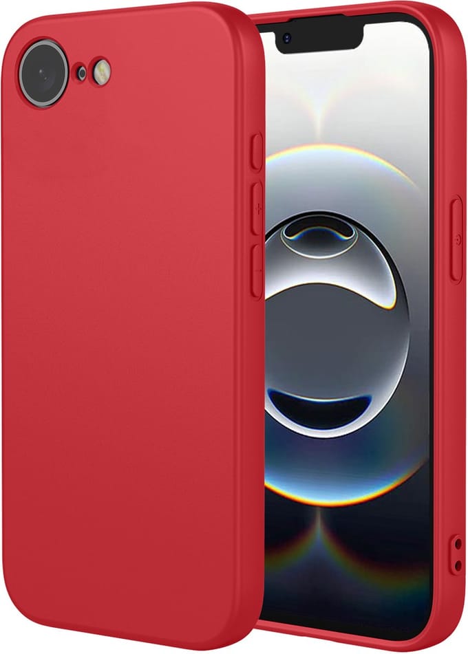 MobyDefend Hoesje - Geschikt voor iPhone 16e / iPhone 17e - Matte Siliconen Backcover - Framboosrood