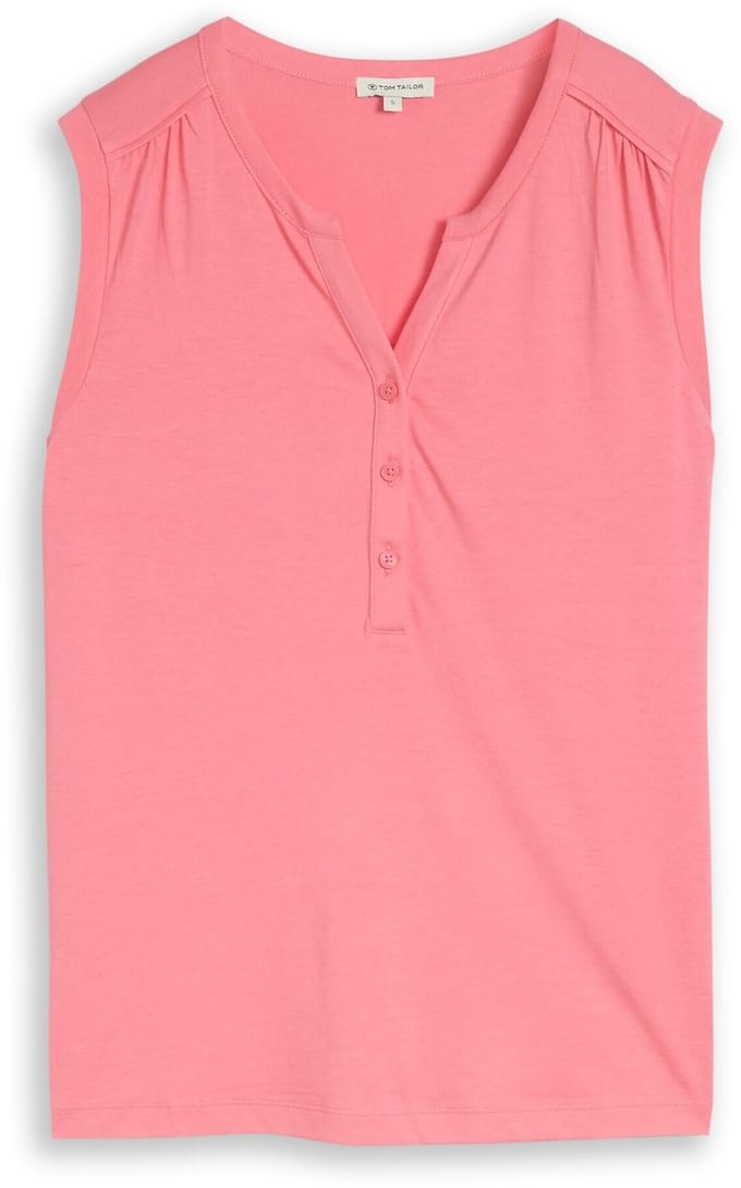 Tom Tailor - Henley-top met plooien - Maat XXL - soft fuchsia pink