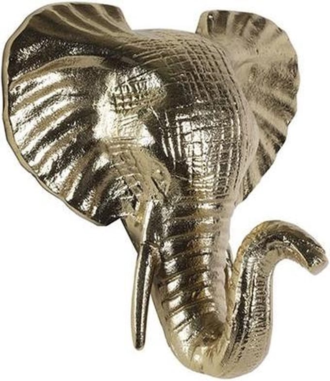 Haak - Wand haak - olifant - Aluminium - Goud - 21.5x13.5x22.5cm