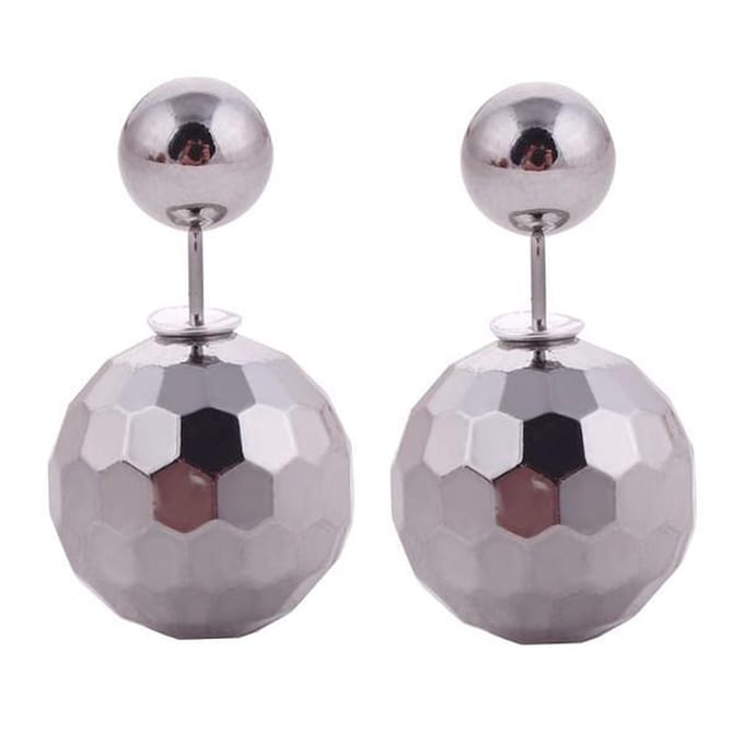 Fako Bijoux® - Oorbellen - Double Acrylic Dots - Grijs