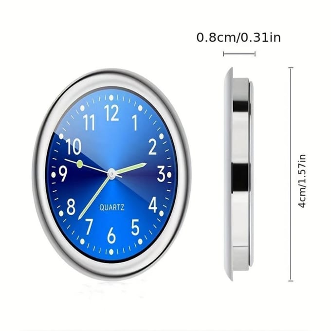 Auto Dashboard Klok met Lichtgevende Wijzerplaat - Mini Zinklegering Auto Quartz Klok voor Interieur Auto Accessoires (4 cm) wit