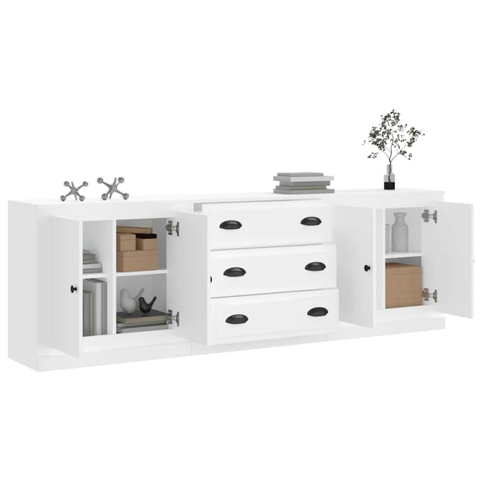 vidaXL - Dressoirs - 3 - st - bewerkt - hout - wit