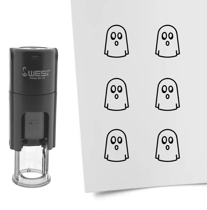 CombiCraft Stempel spook 10mm rond zwarte inkt - per 1 stuk