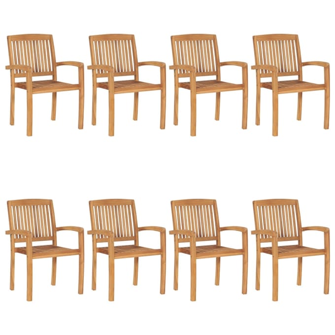 vidaXL - Tuinstoelen - stapelbaar - 8 - st - massief - teakhout