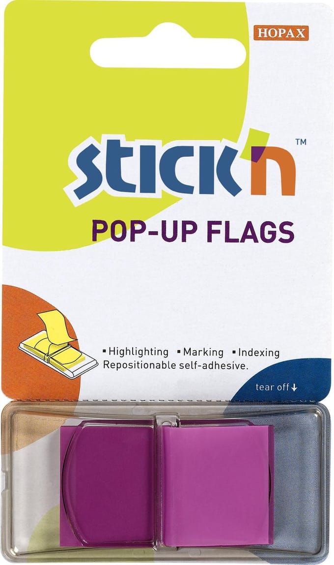 Stick'n Index tabs - 45x25mm - Neon Paars - 50 sticky tabs