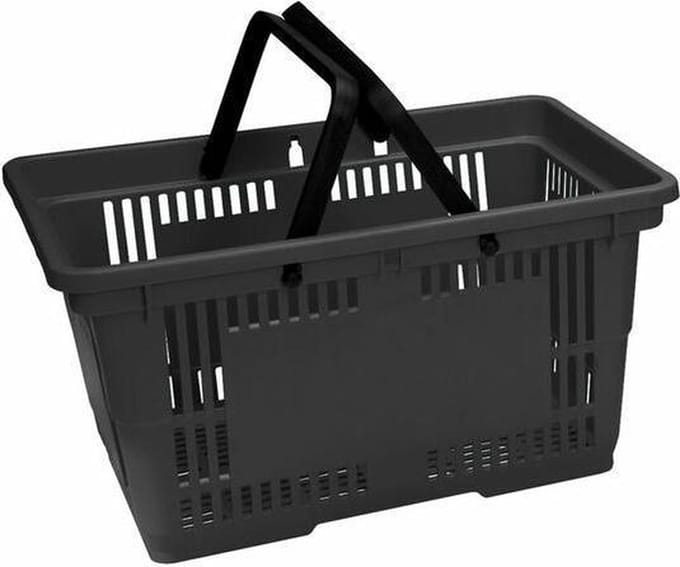 Winkelmandje 28 liter - zwart - 2 handgrepen - 10 stuks