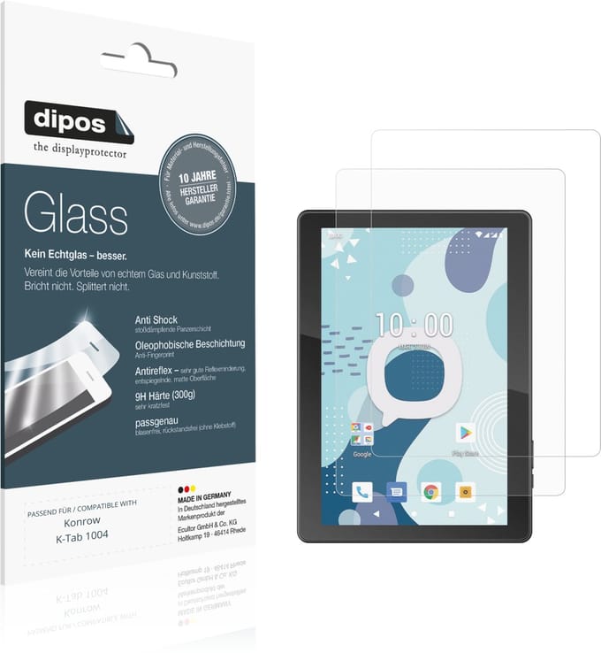 dipos – 2x Matte Pantserfolie geschikt voor Konrow K-Tab 1004 | 9H Screenprotector