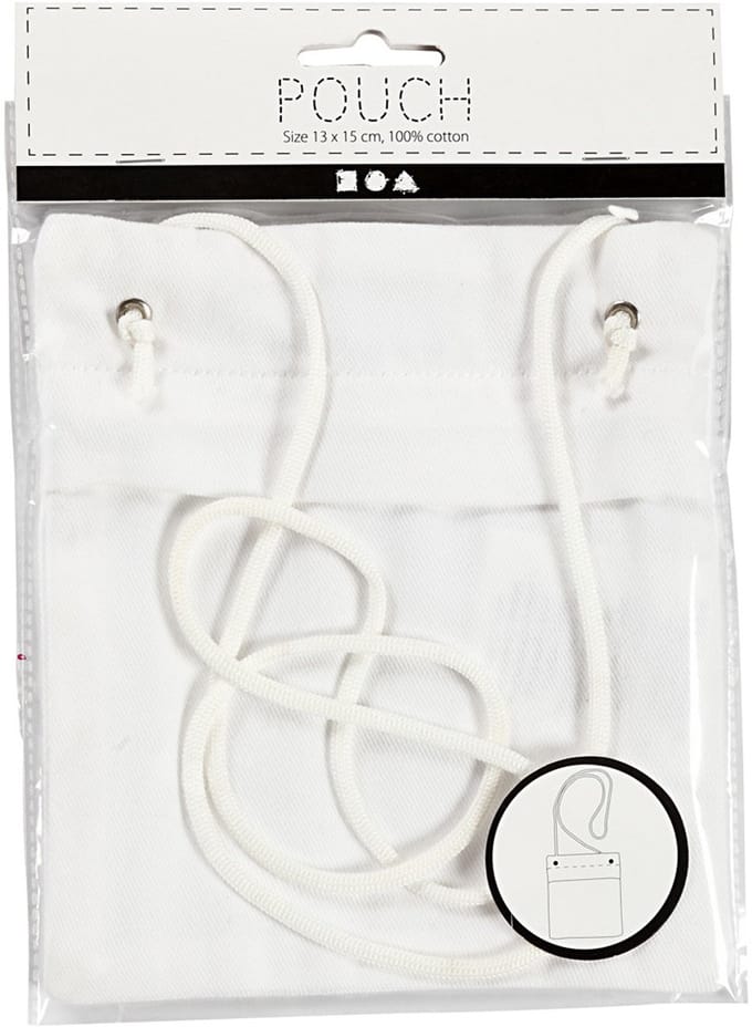 Hangportemonnee, afm 13x15 cm, 210 gr, wit, 1 stuk