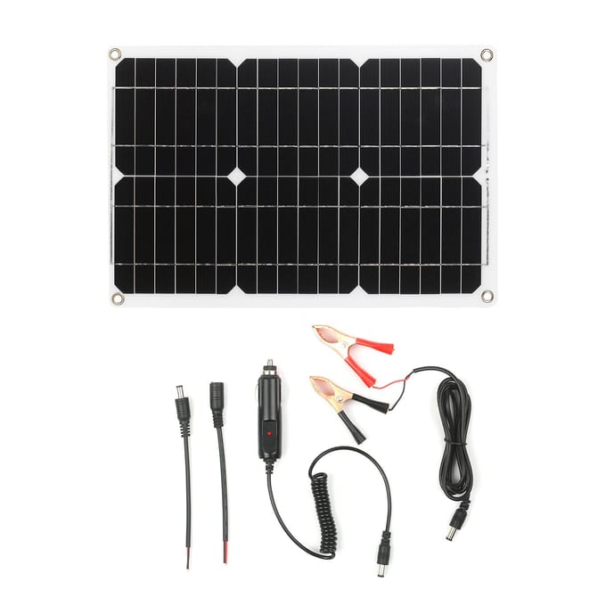 18W 12V Zonnepaneel Kit Off Grid Monokristallijn Module met Zonnelader Controller SAE Aansluiting Dual-USB without Comtroller zwart