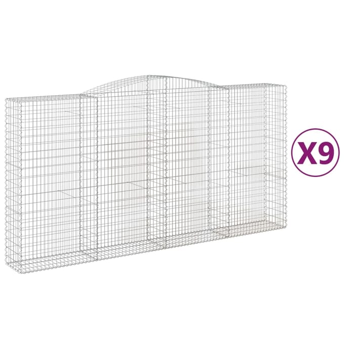 vidaXL - Schanskorven - 9 - st - gewelfd - 400x50x200/220 - cm - ijzer