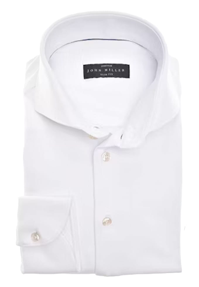 John Miller Slim Fit Lange Mouw Overhemden Wit 5346516