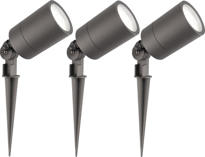 Ledvion - 3X LED Prikspots - Antraciet - IP65 - 5W - 6500K - 2M