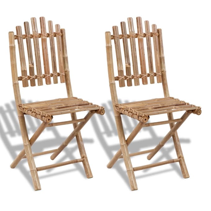 vidaXL - Opklapbare - stoelen - van - bamboe - (2 - stuks)